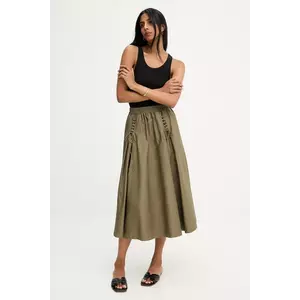 Answear.LAB fusta din bumbac culoarea verde, midi, evazati imagine