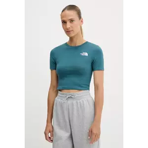 The North Face tricou Crop S/S Tee culoarea verde, NF0A55AOBQ51 imagine
