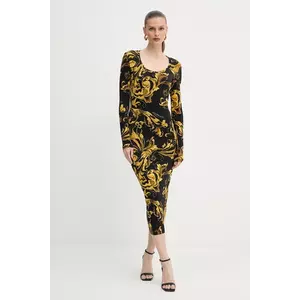Versace Jeans Couture rochie culoarea negru, midi, mulată, 79HAO920 JS500 imagine