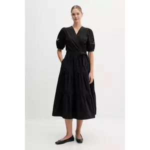 Dkny rochie din bumbac culoarea negru, midi, evazați, P5DB0B48 imagine