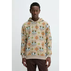 adidas Originals bluză Graphic Lo Hd culoarea bej, cu glugă, cu imprimeu, JW1084 imagine