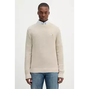 Tommy Jeans pulover de bumbac culoarea bej, DM0DM21652 imagine