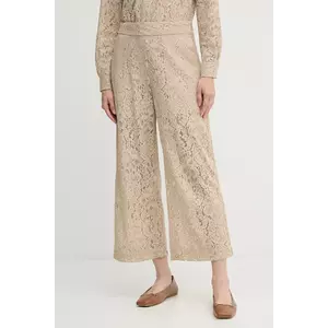 Dkny pantaloni culoarea bej, drept, high waist, DJ5P3081 imagine