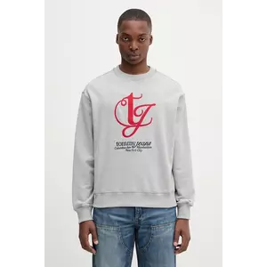 Tommy Jeans hanorac de bumbac culoarea gri, melanj, DM0DM21614 imagine