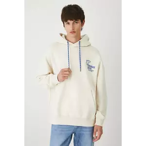 Medicine bluză culoarea bej, cu glugă, cu imprimeu imagine