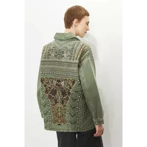 Medicine geacă de blugi din bumbac culoarea verde, de tranziție imagine