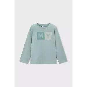 Mayoral longsleeve din bumbac culoarea turcoaz, cu imprimeu, 173 imagine