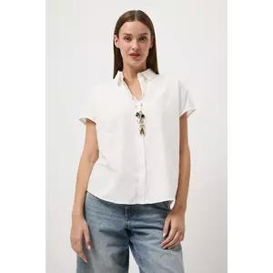 Medicine cămașă din amestec de in culoarea bej, cu guler clasic, relaxed imagine