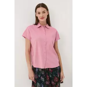 Medicine cămașă din amestec de in culoarea roz, cu guler clasic, relaxed imagine