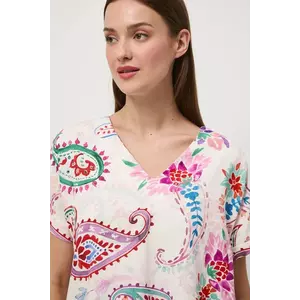 Medicine bluză din amestec de in cu imprimeu imagine