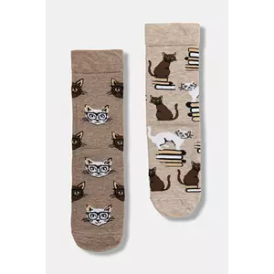 Medicine ciorapi de bumbac 2-pack culoarea bej imagine