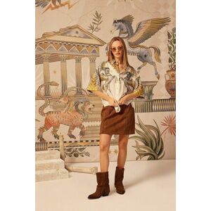 Medicine cămașă culoarea bej, cu guler clasic, regular imagine