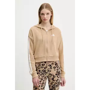 adidas bluză 3-Stripes culoarea verde, cu glugă, cu imprimeu, JY3133 imagine