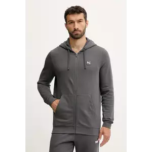 Puma hanorac de bumbac culoarea gri, cu glugă, uni, 688255 imagine