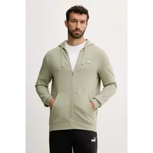 Puma hanorac de bumbac culoarea verde, cu glugă, uni, 688255 imagine