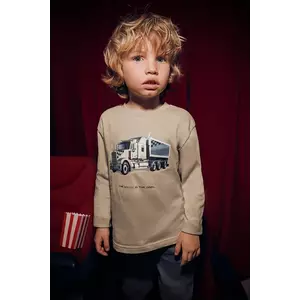 Mayoral longsleeve din bumbac pentru copii culoarea maro, cu imprimeu, 4085 imagine