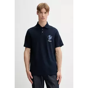 Tommy Jeans polo de bumbac culoarea bleumarin, cu imprimeu, DM0DM21909 imagine