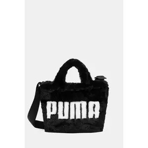 Puma geantă Up Faux Fur Mini culoarea negru, 91713 imagine