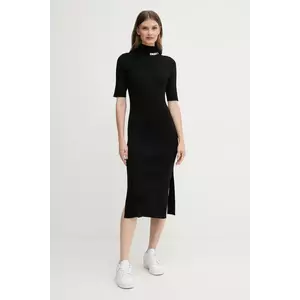 Dkny rochie culoarea negru, midi, mulata, DJ5R0751 imagine