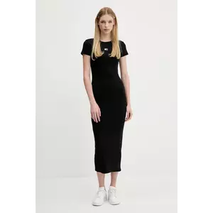 Tommy Jeans rochie culoarea negru, midi, mulata, DW0DW20873 imagine