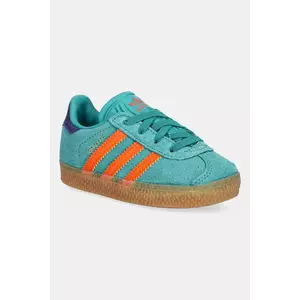 adidas Originals sneakers de piele întoarsă pentru copii GAZELLE culoarea verde, JR5940 imagine