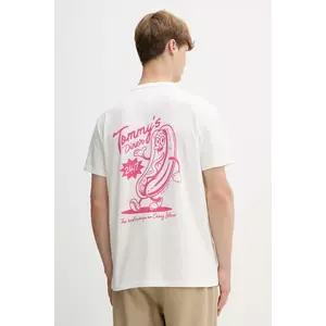 Tommy Jeans tricou din bumbac culoarea bej, cu imprimeu, DM0DM21829 imagine