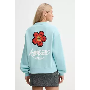 Kenzo hanorac de bumbac Kenzo x Futura culoarea turcoaz, cu imprimeu, FF62SW4504MB imagine