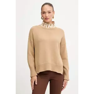 ERMANNO Firenze pulover de lână culoarea bej, cu guler, 57TM027EO1 imagine