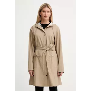 Rains geacă 18130 Curve Long Jacket culoarea bej, de tranziție, 18130 imagine