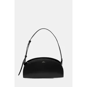 A.P.C. poșetă de piele sac demi-lune shoulder culoarea negru, PXCAX.F61997 imagine
