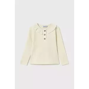 Mayoral longsleeve din bumbac pentru copii culoarea bej, cu guler, 2112 imagine