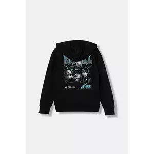 adidas Performance bluză copii MERCEDES culoarea negru, cu glugă, cu imprimeu, KD7308 imagine