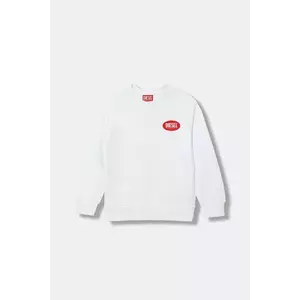 Diesel hanorac de bumbac pentru copii SPATCH OVER SWEAT-SHIRT culoarea alb, cu imprimeu, J02482 imagine