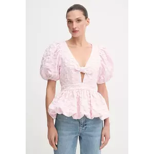 Rotate bluză culoarea roz, cu imprimeu, 114793191 imagine