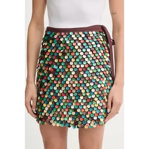 Never Fully Dressed fustă din amestec de in culoarea maro, mini, creion, NFDSK715 imagine