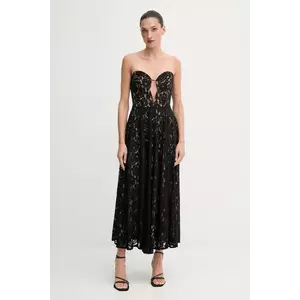 Bardot rochie culoarea negru, midi, evazați, 59714DB2 imagine