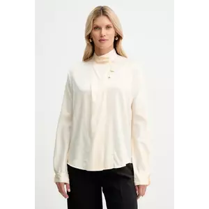 Forte Forte cămașă de mătase culoarea bej, cu un decolteu legat, relaxed, 14076.my.shirt imagine