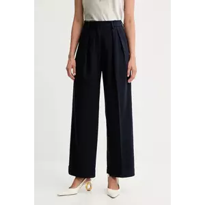 Forte Forte pantaloni de bumbac culoarea bleumarin, drept, high waist, 14036.my.pants imagine