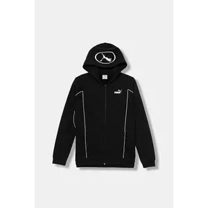 Puma bluză copii PUMA SPORT Full-Zip Hoodie FL B culoarea negru, cu glugă, cu imprimeu, 688858 imagine