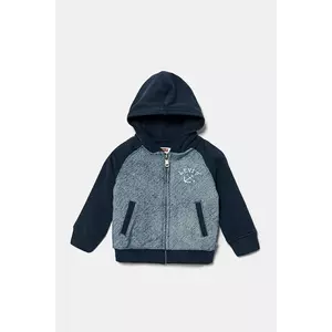 Levi's bluză bebe TROMPE LOEIL DENIM HOODIE culoarea bleumarin, cu glugă, cu imprimeu, 6EM394 imagine