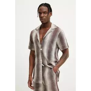 OAS cămașă din bumbac bărbați, culoarea maro, regular, 7014 imagine