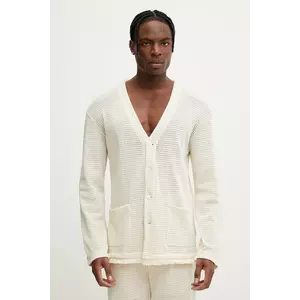 OAS cardigan din bumbac bărbați, culoarea bej, 7015 imagine