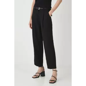 Medicine pantaloni din amestec de in culoarea negru, fason chinos, medium waist imagine