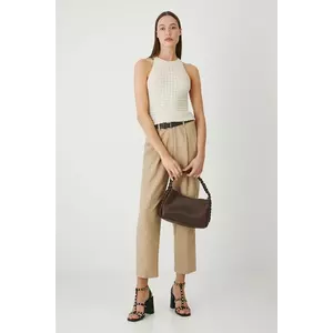 Medicine pantaloni din amestec de in culoarea bej, fason chinos, medium waist imagine