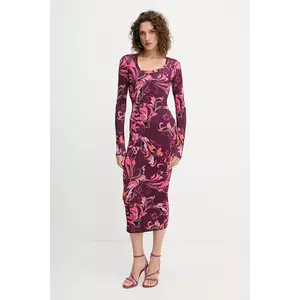 Versace Jeans Couture rochie culoarea bordo, midi, mulată, 79HAO920 JS500 imagine
