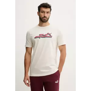 Puma tricou din bumbac culoarea bej, cu imprimeu, 632111 imagine