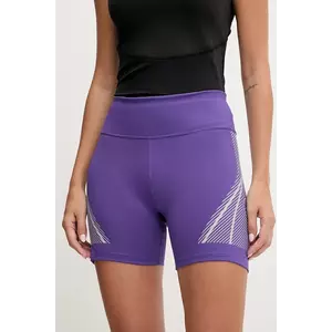 adidas by Stella McCartney pantaloni scurți de antrenament culoarea violet, cu imprimeu, high waist, JW2025 imagine