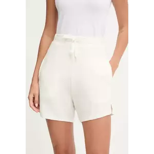 BOSS pantaloni scurți culoarea alb, uni, high waist, 50545617 imagine