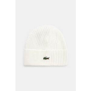 Lacoste caciula de lana culoarea alb, de lana imagine