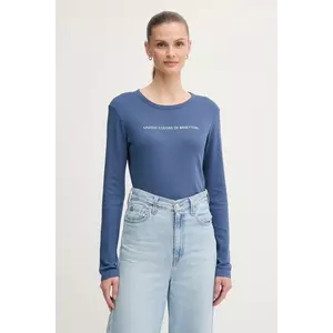 United Colors of Benetton longsleeve din bumbac culoarea violet, 3GA2E16G0 imagine
